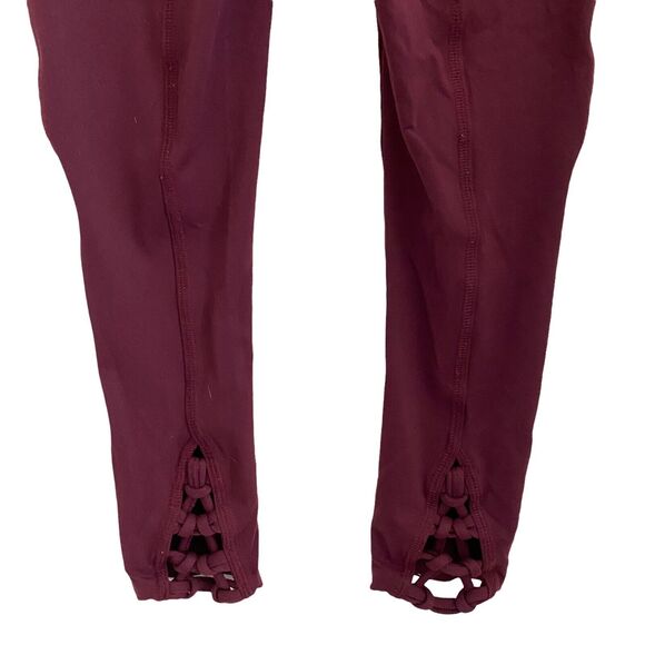 FP Movement XS Cropped Leggings Lace Up Back Maroon Free People - Picture 7 of 8